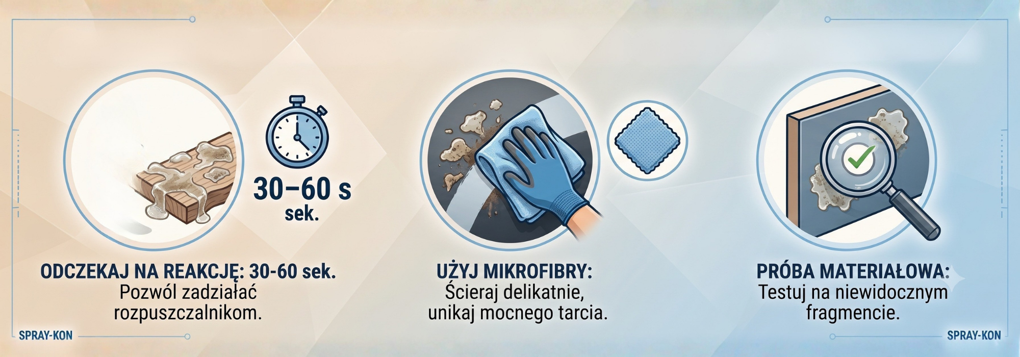 3 kroki do czystej powierzchni Instrukcja użycia zmywaczy przemysłowych Spray-Kon